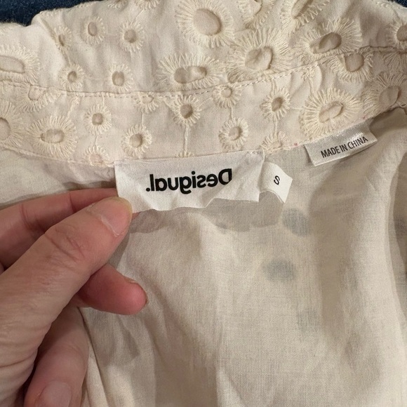 Desigual shirt Swiss lace dress white sparkles sz S mini - Picture 6 of 7